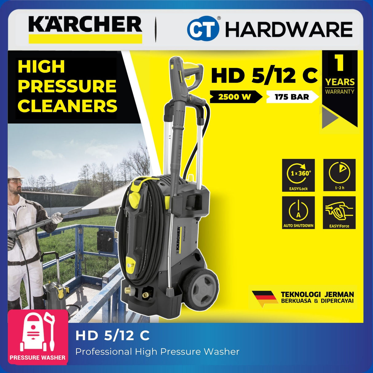 Karcher HD 5/12 C Professional High Pressure Washer 2200W 175 Bar 500lph [HD512C | 15209000]