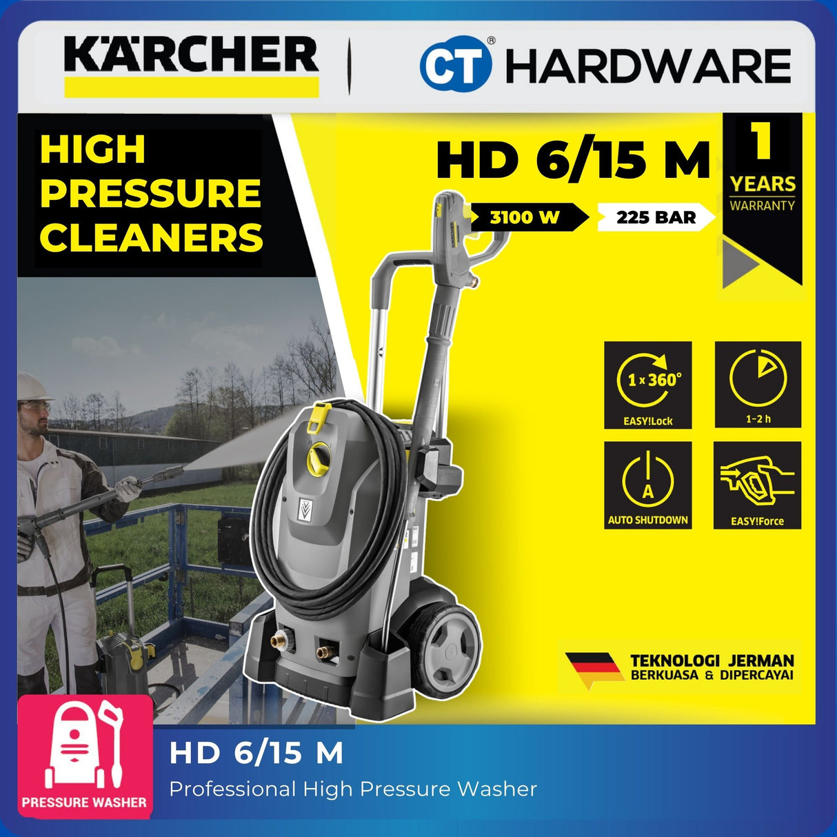 Karcher HD 6/15 M Professional High Pressure Washer 3100W 225 Bar [HD615M | 11509450]