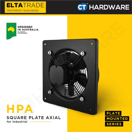 ELTA TRADE HPA4-1A SQUARE PLATE MOUNT AXIAL FLOW FAN [EXHAUST FAN] (10", 12", 14", 16")