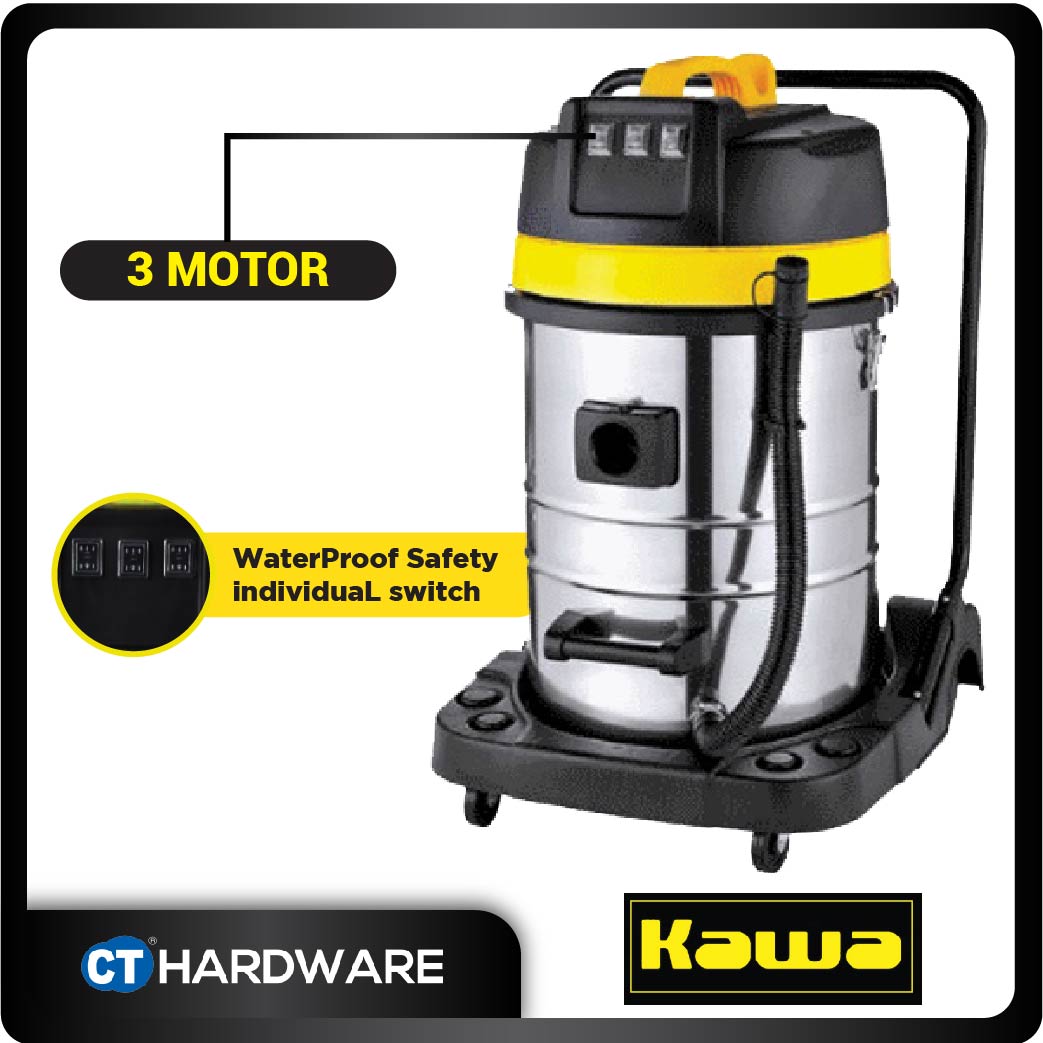 KAWA ZD98-3B-80L Wet & Dry Vacuum Cleaner (3 Motor)