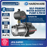 Grundfos JP4-54PM1 Self-Priming Water Booster Pump [0.75kW]