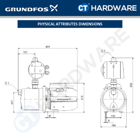 Grundfos JP4-54PM1 Self-Priming Water Booster Pump [0.75kW]