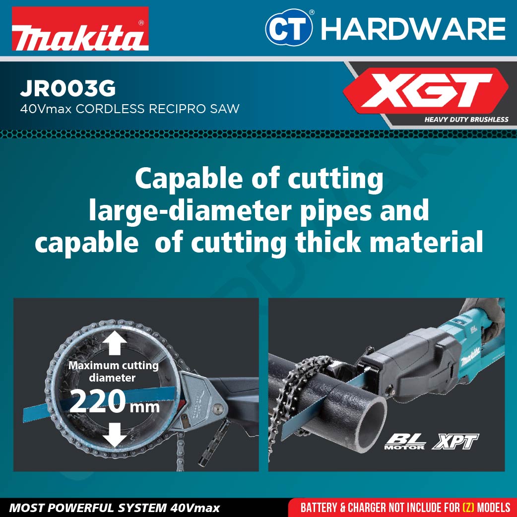 Makita JR003GZ XGT 40Vmax Brushless Chain Vise Reciprocating Saw (Body Only)