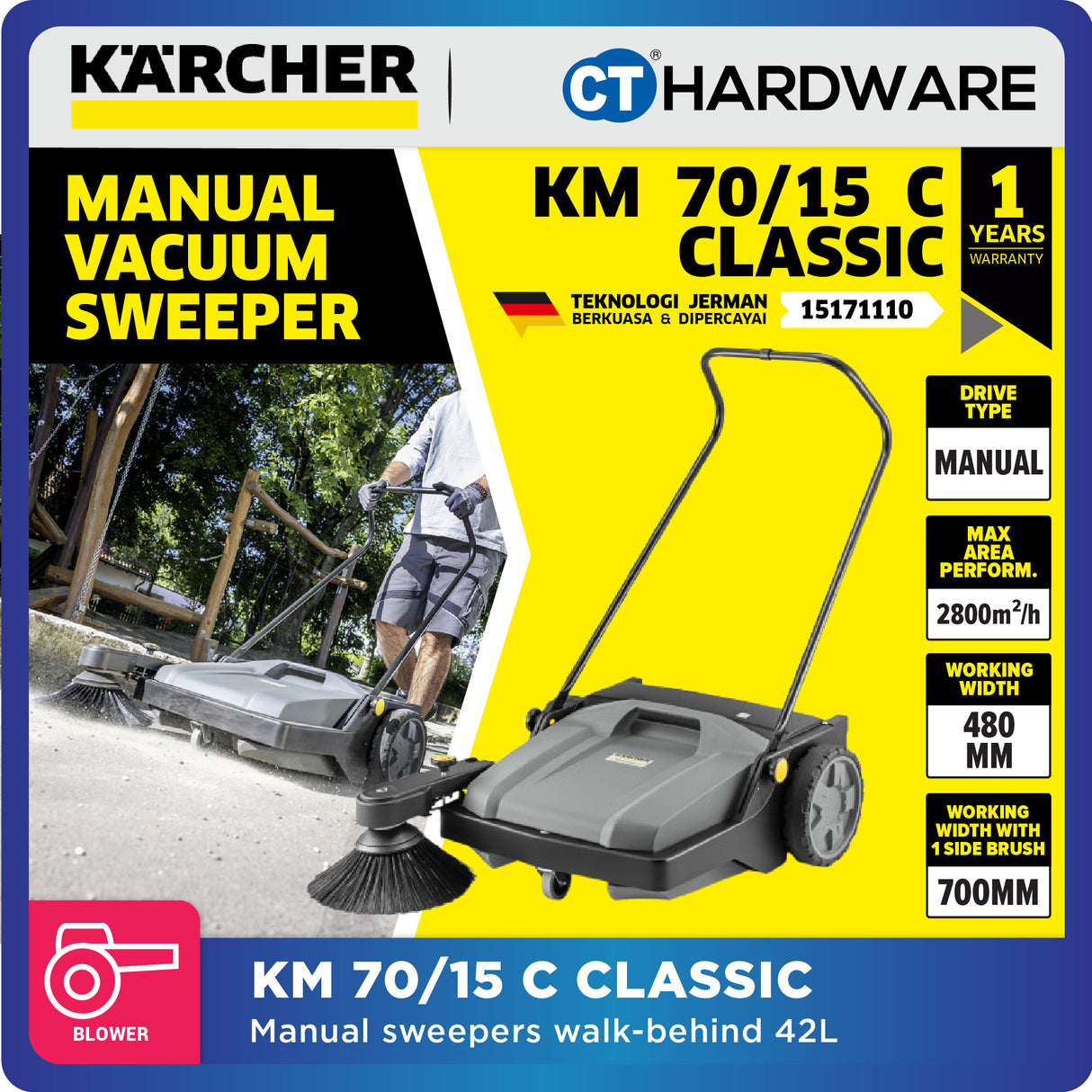 Karcher KM 70/15 C Professional Walk-Behind Sweeper [KM7015C | 15171510]