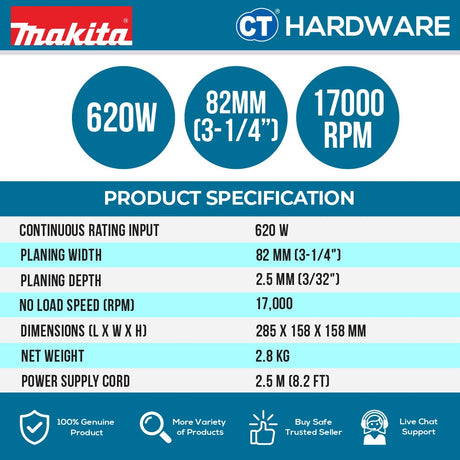 MAKITA KP0800X 82MM (3-1/4") POWER PLANER