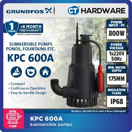 Grundfos KPC 600 A Automatic Submersible Drainage Pumps 0.55kW [KPC600A]