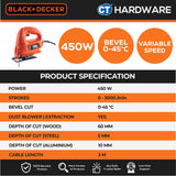 Black+Decker KS600E-B1 Variable Speed Jigsaw 450W