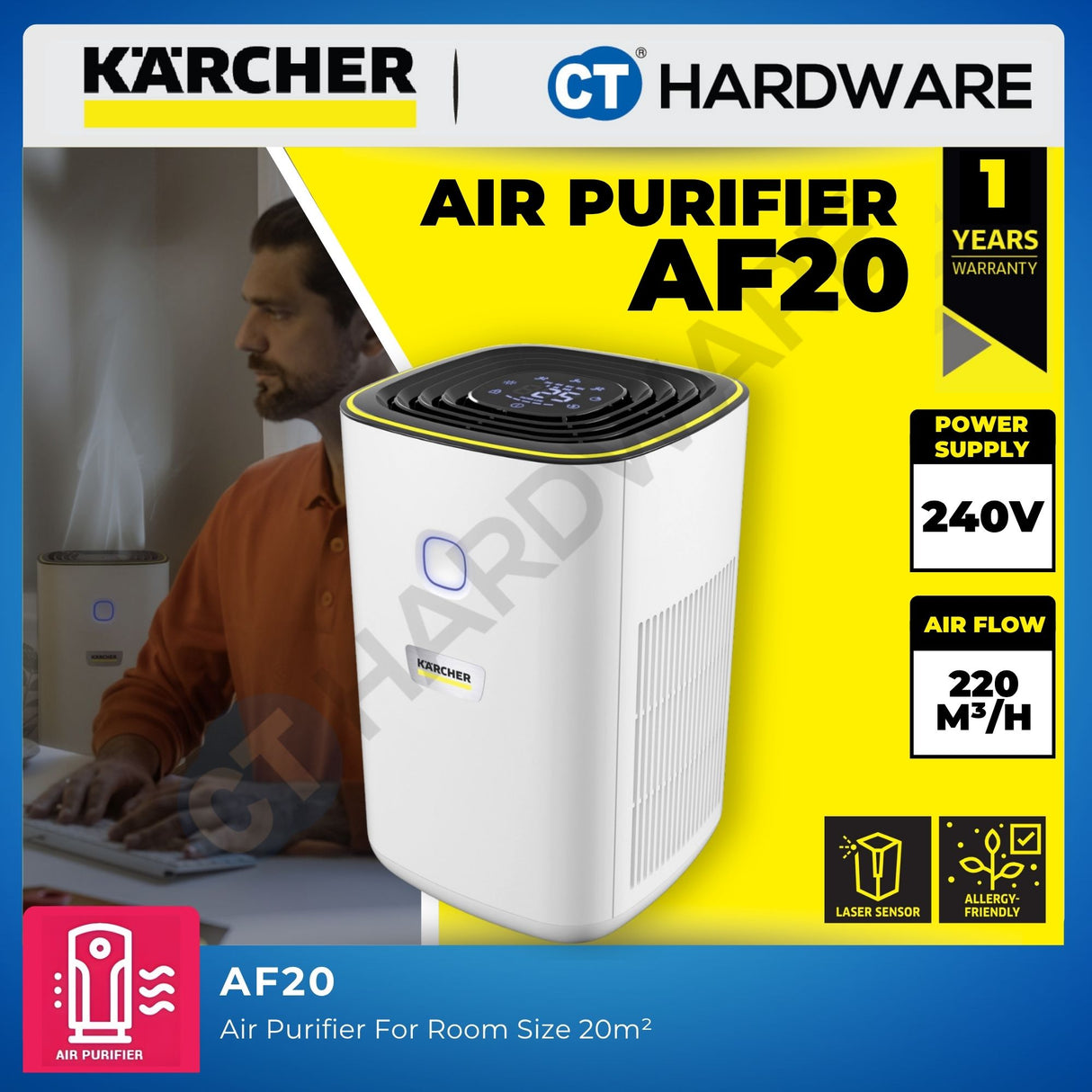 Karcher AF20 Air Purifier 24W Up to 40m² Room Size [AF20 | 10248200]