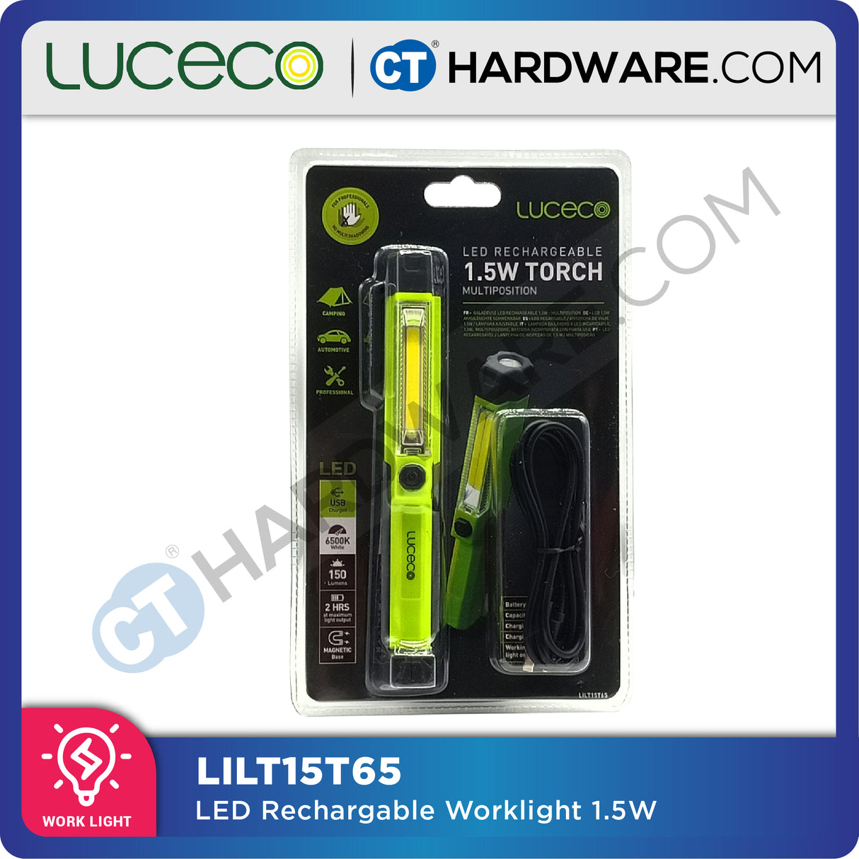Luceco LILT15T65 LED Rechargeable Mini Tilt Inspection Torch 1.5W