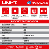 UNI-T LM320E Digital Angle Meter 2-Line Laser 4 x 90° ±0.2°