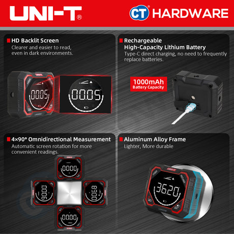 UNI-T LM320E Digital Angle Meter 2-Line Laser 4 x 90° ±0.2°