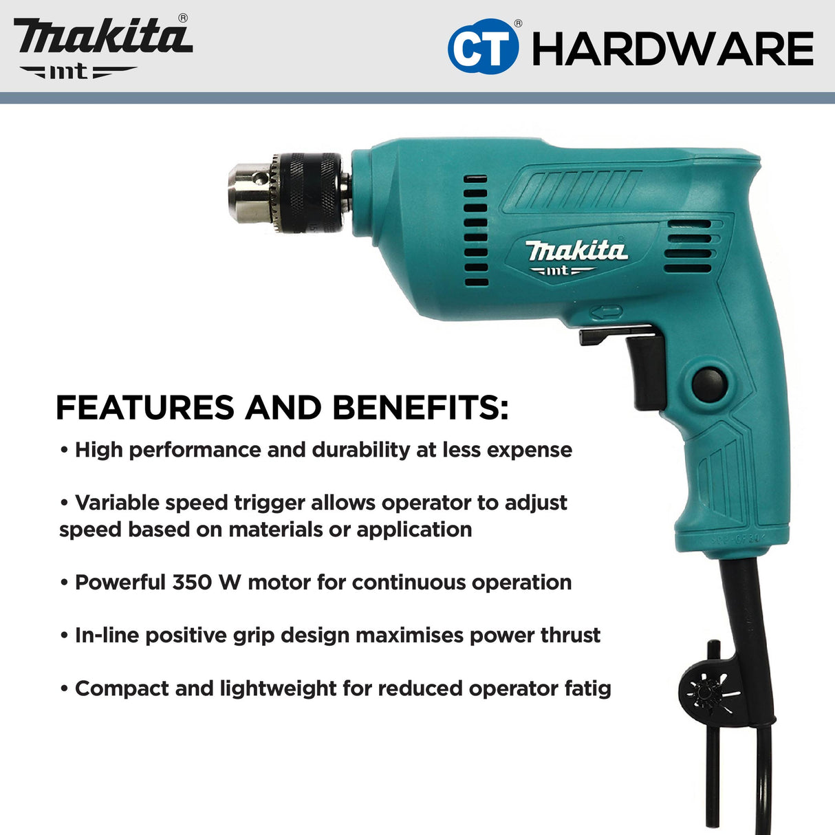 MAKITA-MT M0600B CORDED POWER DRILL 10MM (MT SERIES)