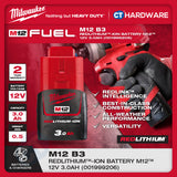 Milwaukee Redlithium™-Ion Battery M12™ 12V, 2.5AH, 3.0AH, 4.0AH, 5.0AH, 6.0AH & M12™- M18™ Charger