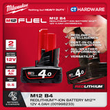 Milwaukee Redlithium™-Ion Battery M12™ 12V, 2.5AH, 3.0AH, 4.0AH, 5.0AH, 6.0AH & M12™- M18™ Charger