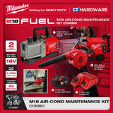 Milwaukee M18 AIR-COND MAINTENANCE KIT Combo, M18 FVP5-0 5CFM Vacuum Pump, M18 BBL-0 Compact Blower Come With 1x M18 B5 5.0Ah Battery and Charger