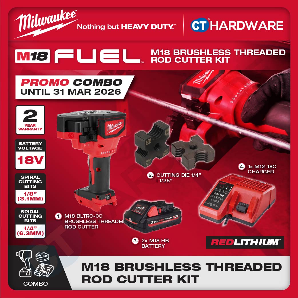 Milwaukee M18 BLTRC-0C M18™ Brushless Threaded Rod Cutter Kit 18V Heavy Duty Mesin Potong Besi Rod [ Promo Combo ]