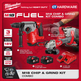 Milwaukee M18 CHIP & GRIND KIT Combo, M18 FHX-0X0 26MM SDS-Plus Rotary Hammer, M18 FSAG100XB-0X0 Braking Grinder
