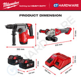 Milwaukee M18 CHIP & GRIND KIT Combo, M18 FHX-0X0 26MM SDS-Plus Rotary Hammer, M18 FSAG100XB-0X0 Braking Grinder