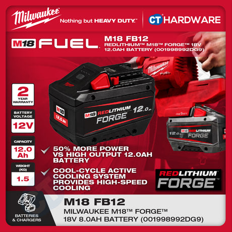 Milwaukee Redlithium™-Ion Battery M18™ High Output™, Forge™, 18V, 3.0AH, 5.0AH, 6.0AH, 8.0AH, 12.0AH, M12™- M18™ Charger