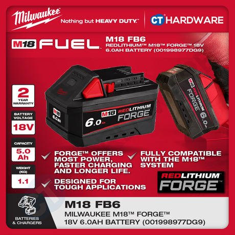Milwaukee Redlithium™-Ion Battery M18™ High Output™, Forge™, 18V, 3.0AH, 5.0AH, 6.0AH, 8.0AH, 12.0AH, M12™- M18™ Charger