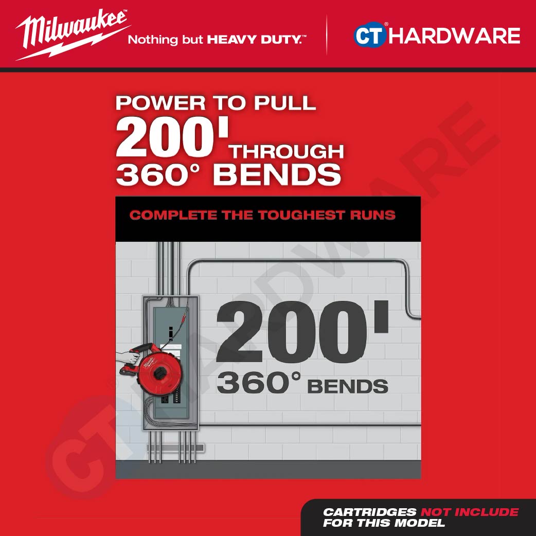 Milwaukee M18FPFT-0 M18 FUEL Powered Fish Tape Base Only [ Bare Unit ] without Battery, Charger and Cartridge