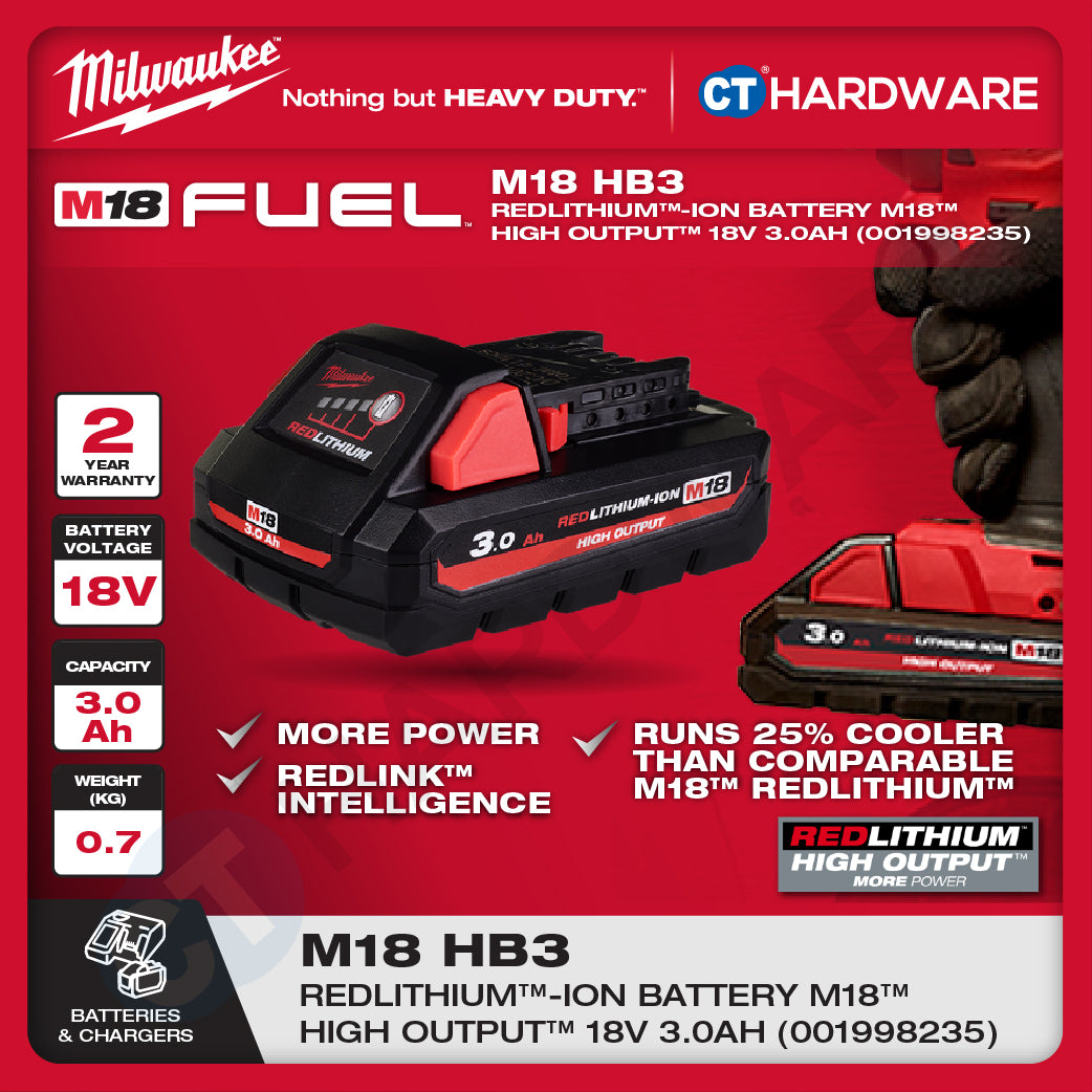Milwaukee Redlithium™-Ion Battery M18™ High Output™, Forge™, 18V, 3.0AH, 5.0AH, 6.0AH, 8.0AH, 12.0AH, M12™- M18™ Charger