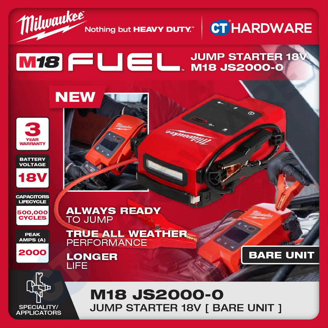 Milwaukee M18 JS2000-0 Jump Starter 18V, Portable Car Jumper Starter