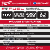 Milwaukee M18 JS2000-0 Jump Starter 18V, Portable Car Jumper Starter