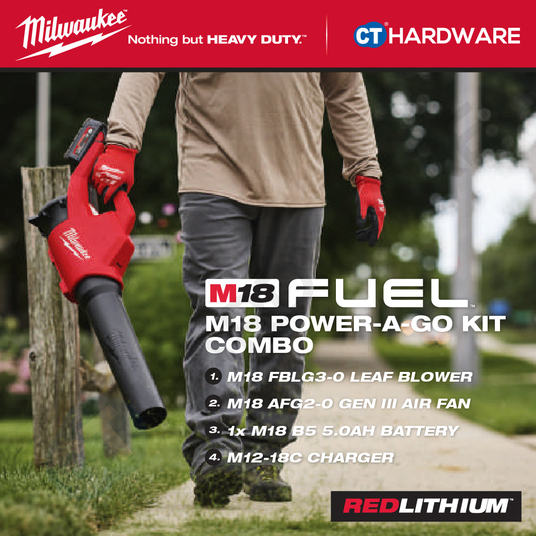 Milwaukee M18 POWER-A-GO KIT Combo, M18 FBLG3-0 Gen III Blower, M18 AFG2-0 Gen II Air Fan | Battery & Charger