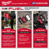 Milwaukee M18 SERVICE KIT Combo, M18 FPD3-0X0-502X Percussion Drill, M18 ALIS Area Light, 2x5.0Ah Battery and Charger