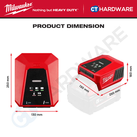 Milwaukee M18 TC-0, Top-Off Mini USB-C Charger With FREE 1x M18 5.0Ah M18 B5 Battery | BARE UNIT
