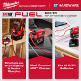 Milwaukee M18 TC, Top-Off Mini USB-C Charger With FREE 1x M18 5.0Ah M18 B5 Battery | BARE UNIT