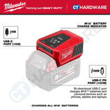 Milwaukee M18 TC-0, Top-Off Mini USB-C Charger With FREE 1x M18 5.0Ah M18 B5 Battery | BARE UNIT