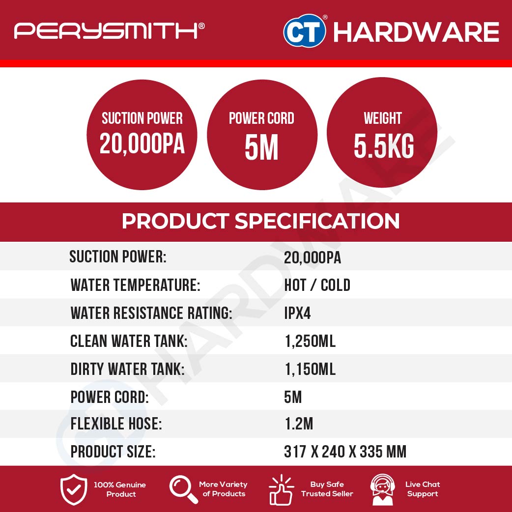 PerySmith M2 Pro Max Steam Spot Cleaner 2000W 20,000Pa