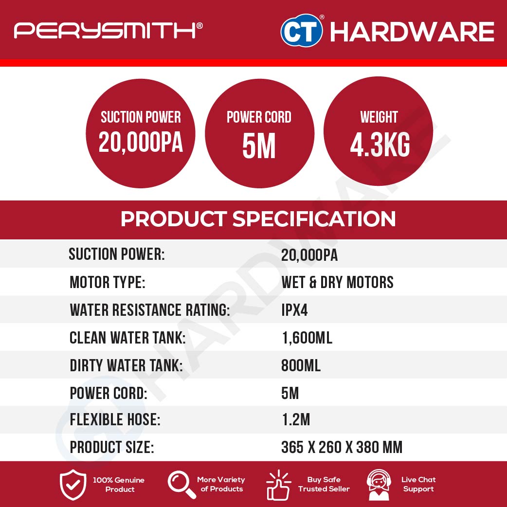 PerySmith M2 Pro CleanPro Spot Cleaner 450W 20,000Pa