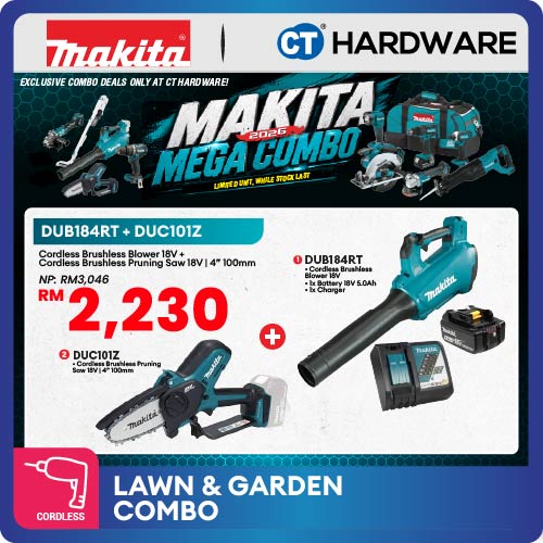 Makita DUB184RT + DUC101Z 2-Tool Combo Set LXT 18V Cordless Brushless Blower and 100mm Pruning Saw