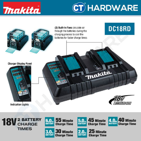 Makita MKP3PT182 Makpac Power Source Kit 18V come with 2x 5.0 Ah Battery & 1x Dual Port Charger With Makpac Connector Case [198182-1]