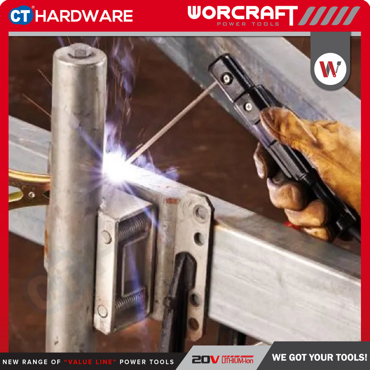 WORCRAFT MMA-160DS Inverter Welding Machine With Set | 6.5KVA | 20-160AMP (PORTABLE TYPE) | Mesin Kimpal Inverter