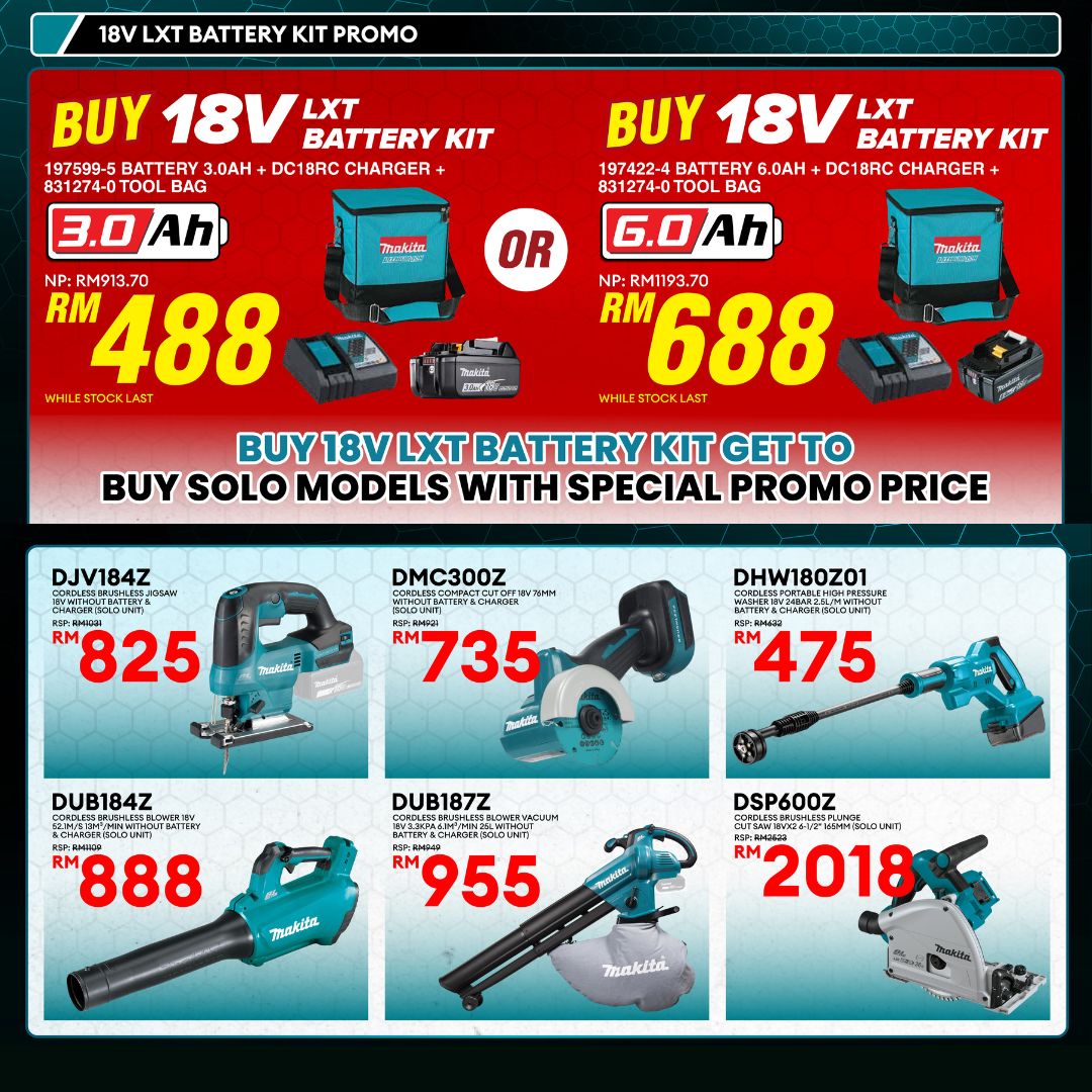 Makita LXT 18V Battery and Rapid Charger Kit With Tool Bag