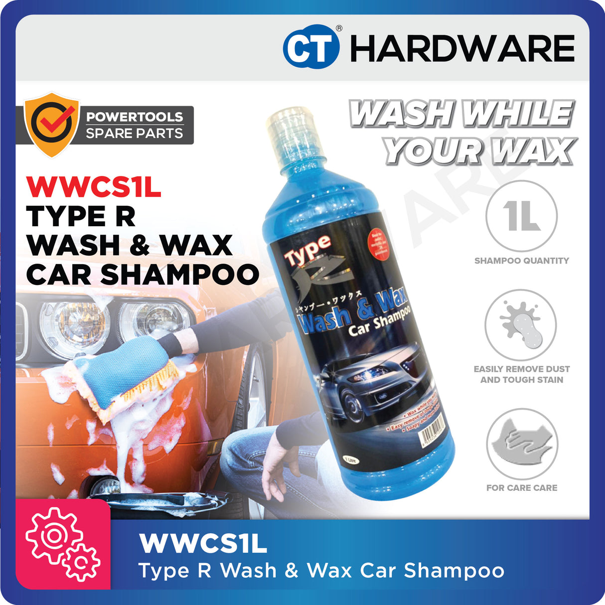 TYPE R WWCS1L Wash & Wax Car Shampoo 1L For Car Care