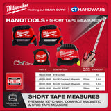 Milwaukee Short Tape Measures | Keychain Tape Measure 6FT/2M | Compact Magnetic Tape Measure 16FT/5M & 26FT/8 | STUD™ Tape Measure 35FT/10M | Measuring Tools | Alat Pengukur