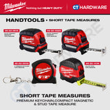 Milwaukee Short Tape Measures | Keychain Tape Measure 6FT/2M | Compact Magnetic Tape Measure 16FT/5M & 26FT/8 | STUD™ Tape Measure 35FT/10M | Measuring Tools | Alat Pengukur