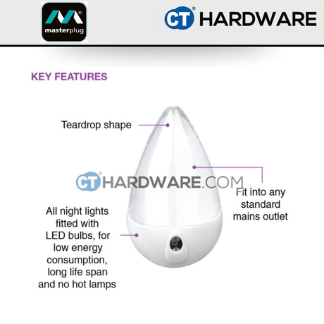 Masterplug Dusk-Till-Dawn LED Night Light Twin Pack (2 Pieces) – Auto On/Off NLTD2MP