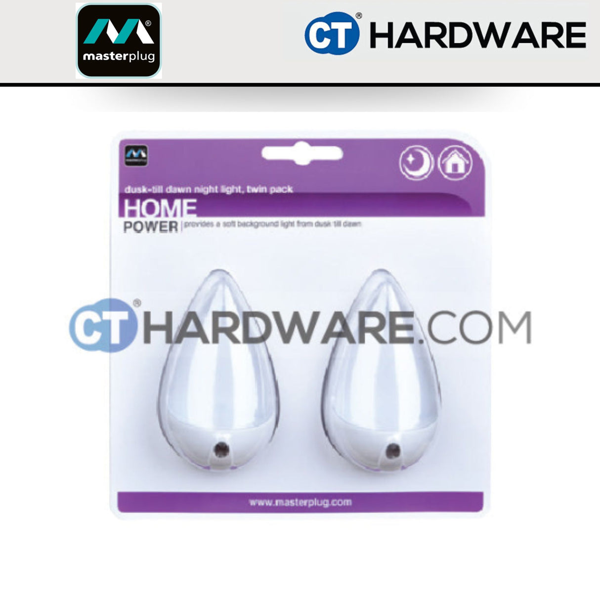 Masterplug Dusk-Till-Dawn LED Night Light Twin Pack (2 Pieces) – Auto On/Off at Dark/Light