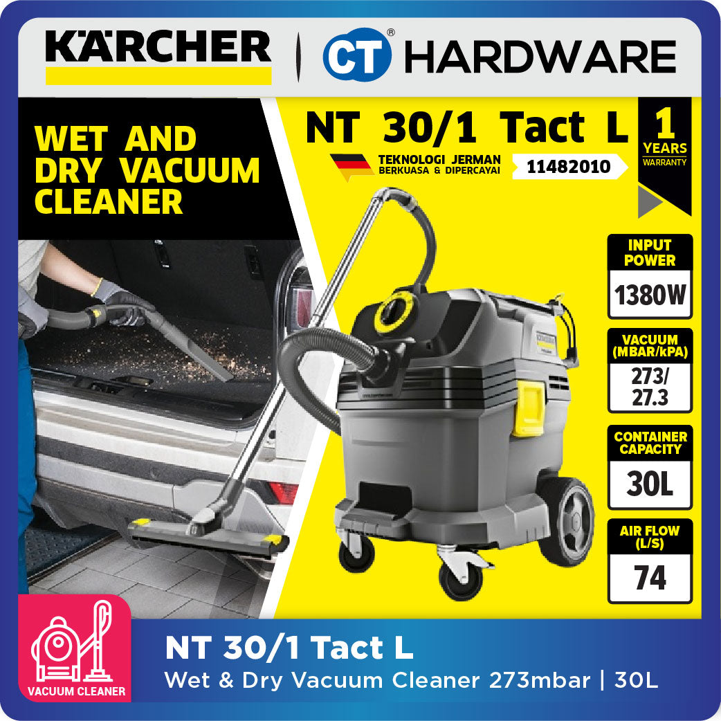 Karcher NT 30/1 TACT L Wet & Dry Vacuum Cleaner 1380W 30l [NT301TACTL | 11482010]