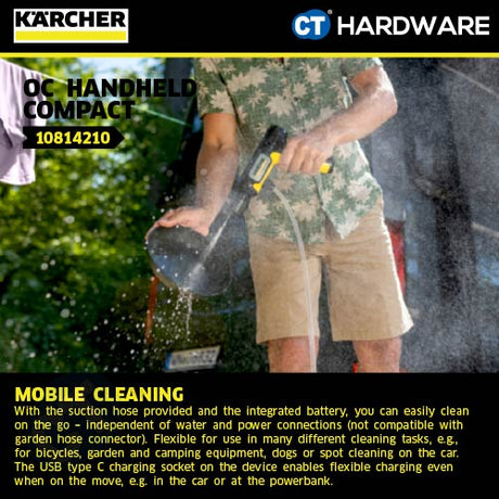 Kärcher OC HANDHELD COMPACT Portable Cleaner | Handheld Pressure Washer for Car & Home 7.2V | max.15 | 150l/h