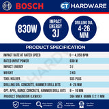 Bosch PRO GBH2-26 3 Mode SDS Plus Rotary Hammer, 830W, 4-26MM, 3J, 06112534L0, GBH226, Tukul Pemecah Konkrit