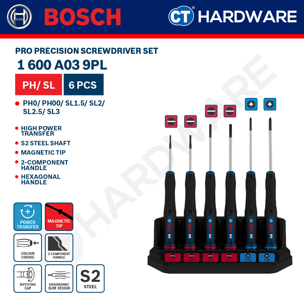 Bosch PRO Precision Screwdriver Set Series, 1600A039PL (6PCS), 1600A039PM (6PCS), 1600A039PN (14PCS)