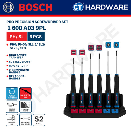 Bosch PRO Precision Screwdriver Set Series, 1600A039PL (6PCS), 1600A039PM (6PCS), 1600A039PN (14PCS)