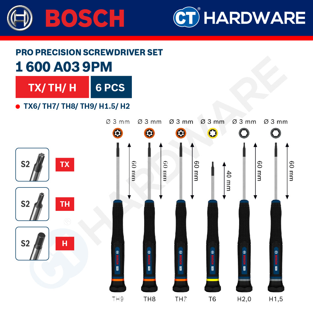 Bosch PRO Precision Screwdriver Set Series, 1600A039PL (6PCS), 1600A039PM (6PCS), 1600A039PN (14PCS)
